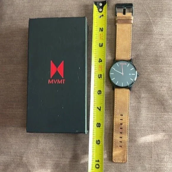 MVMT Black/Tan leather - Needs Battery - Box Has Wear/Damage - See Pics - Picture 2 of 8